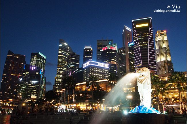 新加坡景點》新加坡必去景點～魚尾獅公園Merlion Park！夜景時最美！ @Via&#039;s旅行札記-旅遊美食部落格